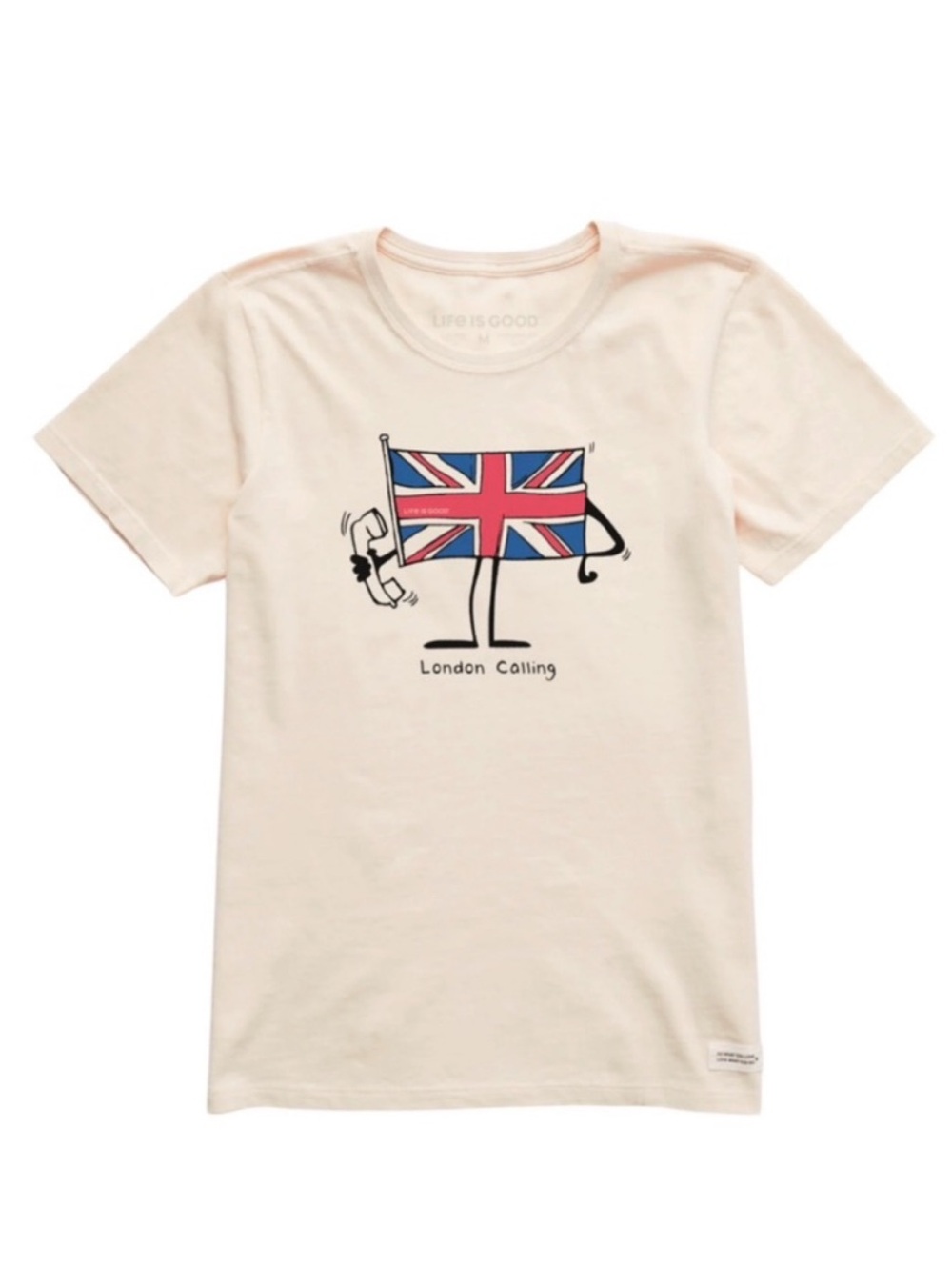Life Is Good London Calling Union Jack Graphic Tee XL NWT Cream Shirt - Picture 11 of 11